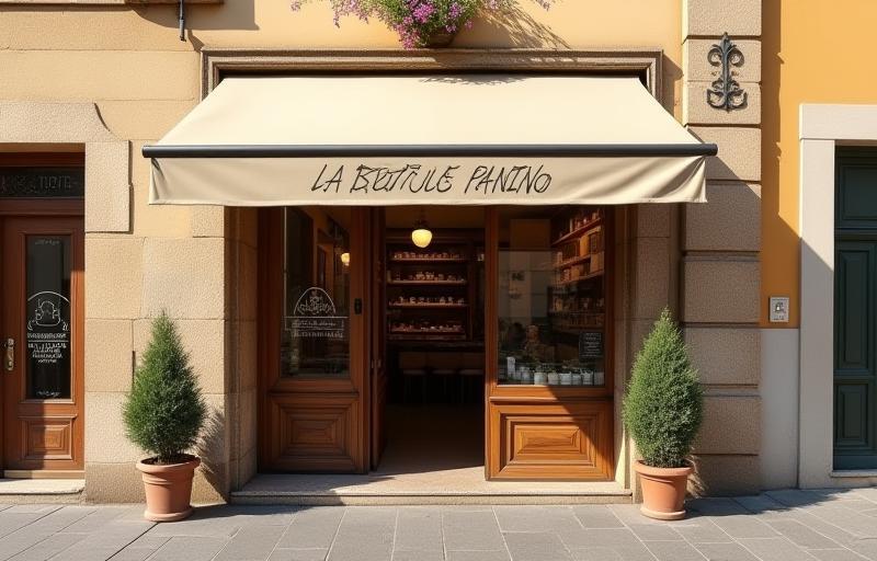 Exterior view of the charming La Bottega del Panino shop located on Borgo Ognissanti street in Florence.